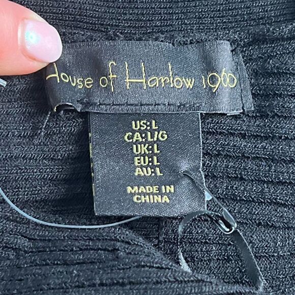 House of Harlow 1960 Ribbed Knit Wide Strap CutOut Midi Dress, Black. Large. NWT - Picture 8 of 13